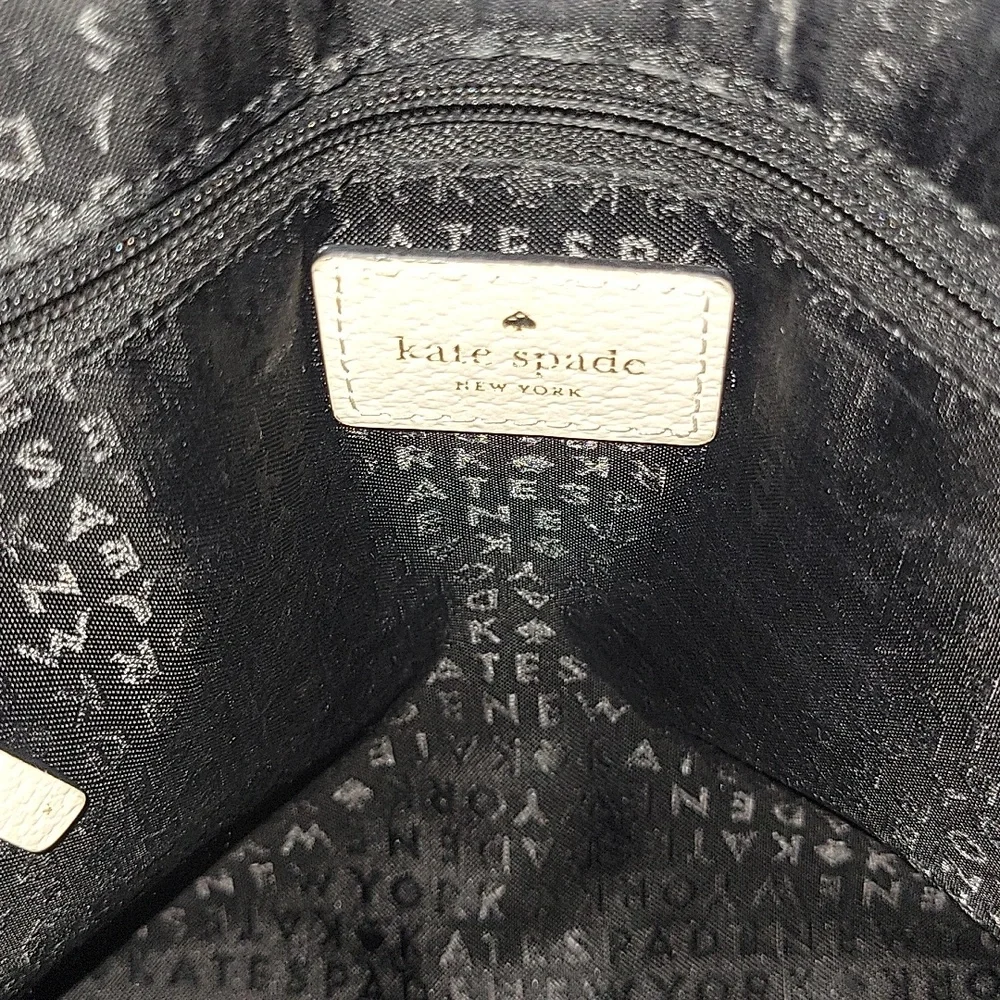 kate spade Black Leather Satchel with Ivory Bow Accent